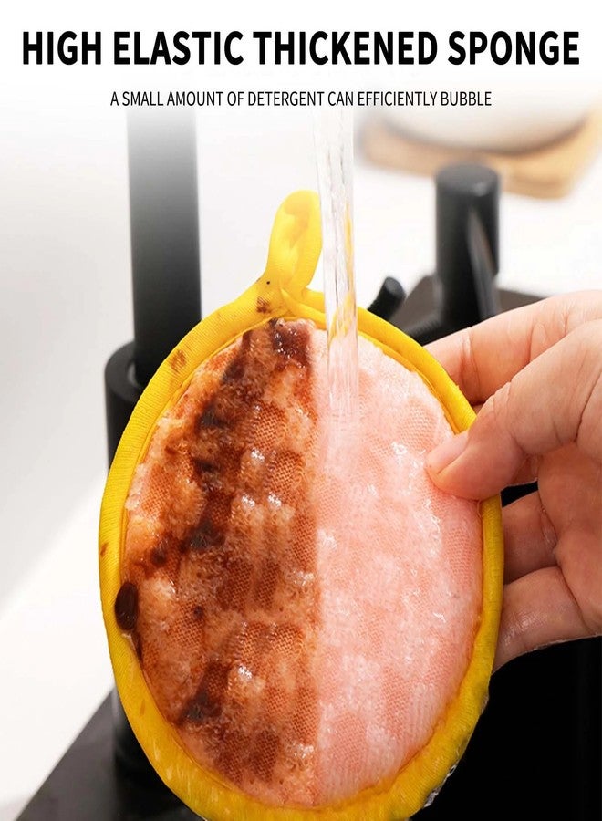 DOOMSDAY إسفنجة غسيل الأطباق من دومزداي، 5 قطع، ذات وجهين - رغوة عالية الكثافة لا تسبب الخدوش، مقبض ناعم وليفة تنظيف، فتحة للتعليق للتجفيف - وسادة تنظيف متعددة الأغراض للمطبخ (عبوة من 5 قطع) - Image 4